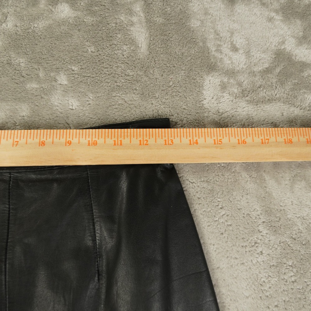 Cedars Leather Midi Skirt Women's 8 Black Vintage Moto Grunge Lined A-Line - Picture 6 of 9